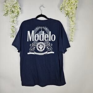 Cerveza Modelo Mexico Beer Shirt Mens XL Navy Blue Graphic Tee Casual Logo